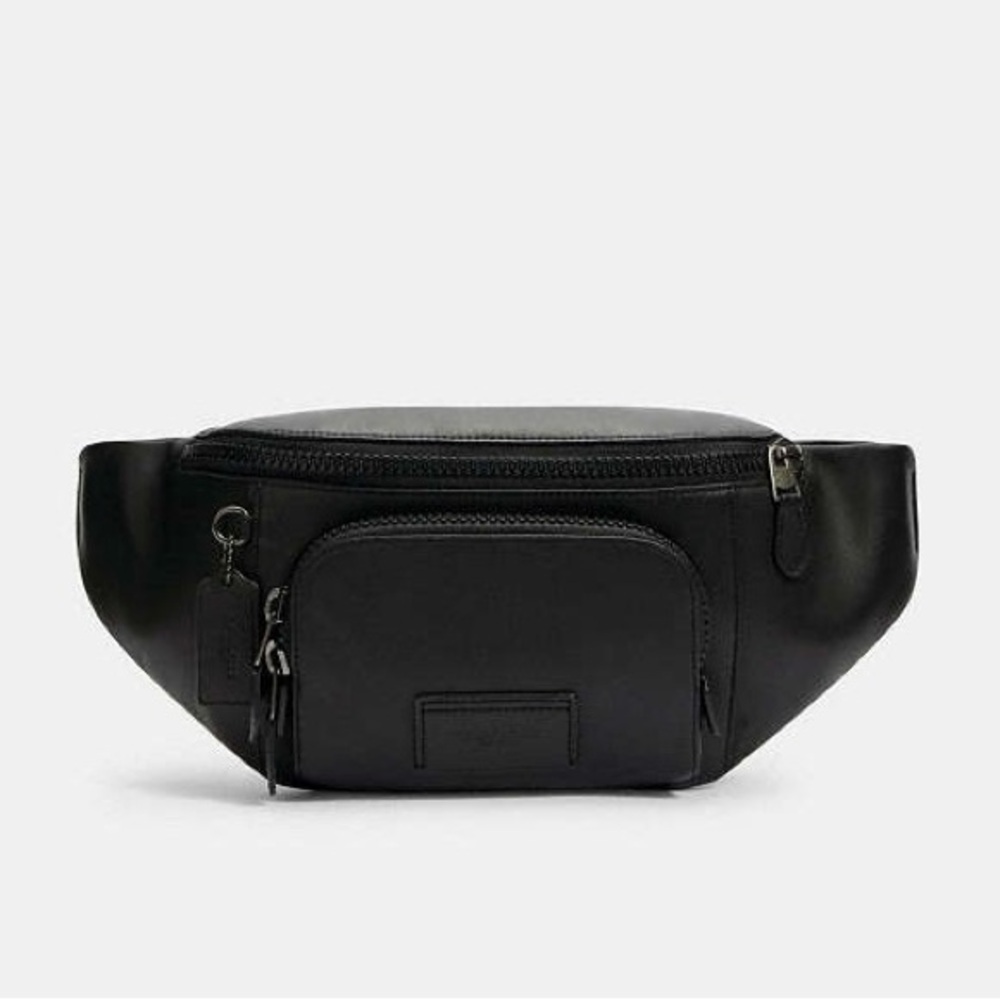 Coach Track Belt Bag - Gunmetal/Black Leather Men's/Women’s Bag NEW - Picture 2 of 11
